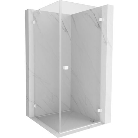 Mexen Lunar-B cabina de ducha abatible derecha 80 x 80 cm, transparente, blanca - 832-080-080-20-00-P