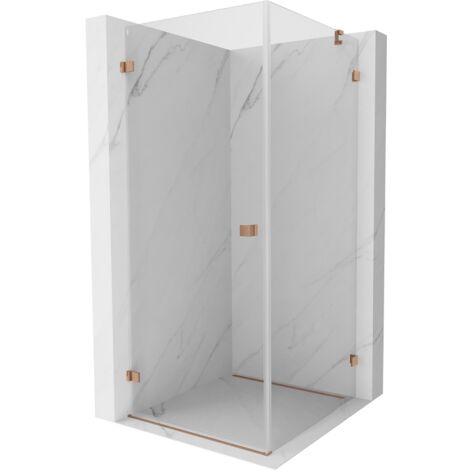 Mexen Lunar-B cabina de ducha abatible izquierda 100 x 100 cm, transparente, cobre cepillado - 832-100-100-65-00-L