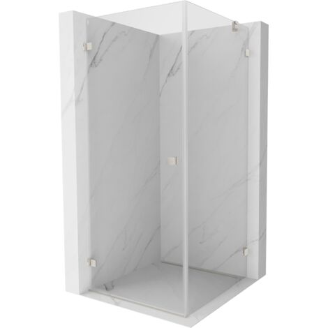 Mexen Lunar-B cabina doccia a battente sinistra 80 x 80 cm, trasparente, nichel spazzolato - 832-080-080-97-00-L