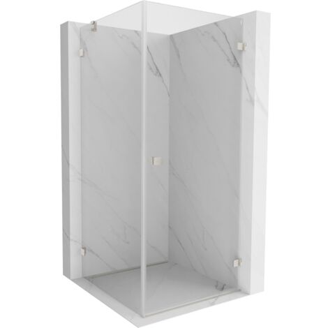 Mexen Lunar-B cabina doccia inclinabile destra 80 x 80 cm, trasparente, nichel spazzolato - 832-080-080-97-00-P