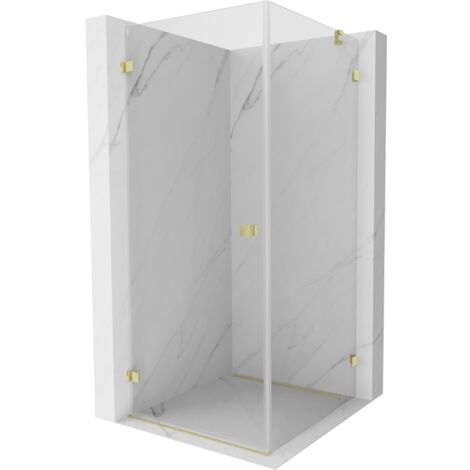 Mexen Lunar-B Duschkabine schwenkbar links 90 x 90 cm, transparent, gold gebürstet - 832-090-090-55-00-L
