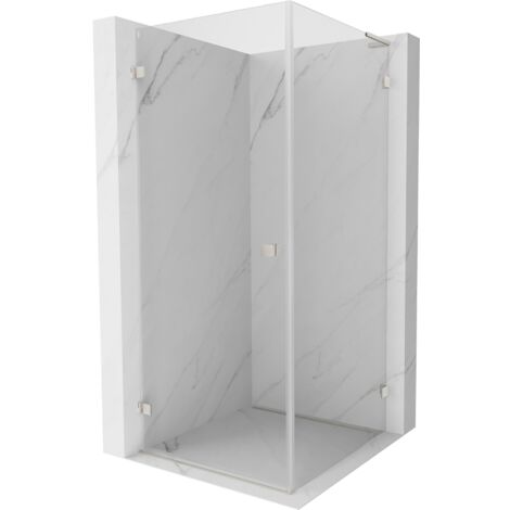 Mexen Lunar-B L cabina doccia a battente sinistra 100 x 100 cm, trasparente, nichel spazzolato- 832L-100-100-97-00-L
