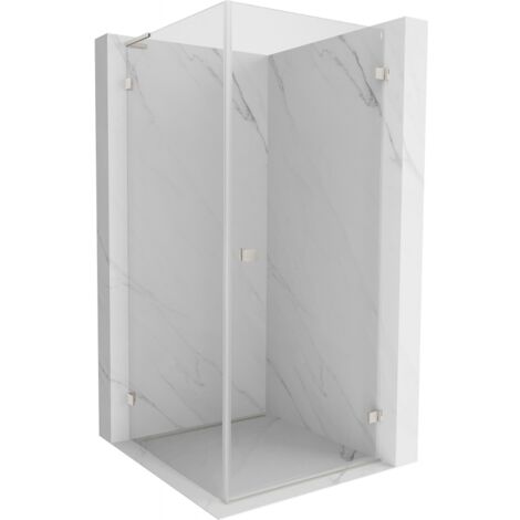 Mexen Lunar-B L Duschkabine schwenkbar rechts 80 x 80 cm, transparent, gebürsteter Nickel - 832L-080-080-97-00-P