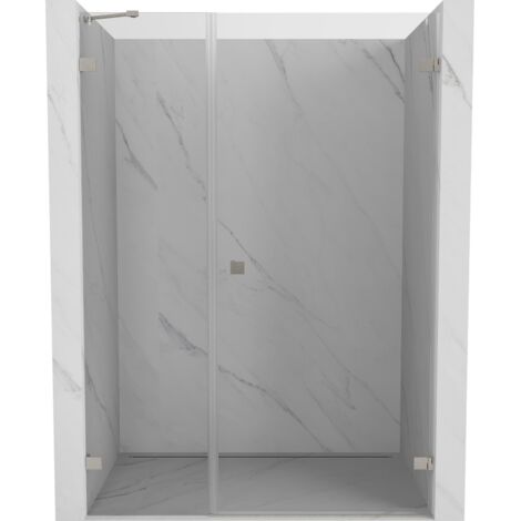 Mexen Lunar-B puerta de ducha abatible derecha 120 cm, transparente, n铆quel cepillado - 832S-120-050-97-00-P
