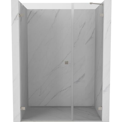 Mexen Lunar-B puerta de ducha abatible izquierda 140 cm, transparente, n铆quel cepillado - 832S-140-050-97-00-L