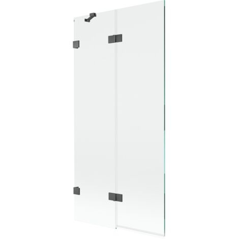 Mexen Lunar Badefaltwand 2-flügelig links 90 x 150 cm, transparent, gebürstetes Gun Gray - 897-090-100-66-00-L