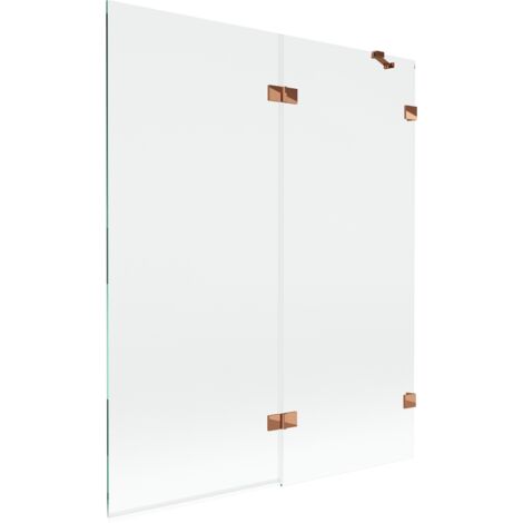 Mexen Lunar Badefaltwand 2-flügelig rechts 140 x 150 cm, transparent, Roségold - 897-140-100-60-00-P
