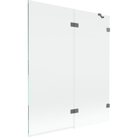 Mexen Lunar Badewannen-Faltwand 2-flügelig rechts 140 x 150 cm, transparent, Gun Metal - 897-140-100-95-00-P