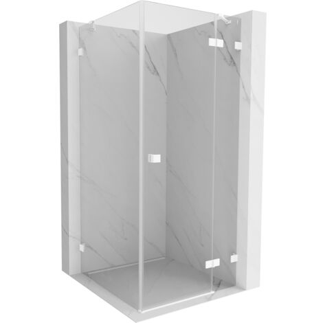 Mexen Lunar cabina de ducha abatible derecha 90 x 90 cm, transparente, blanca - 834-090-090-20-00-P