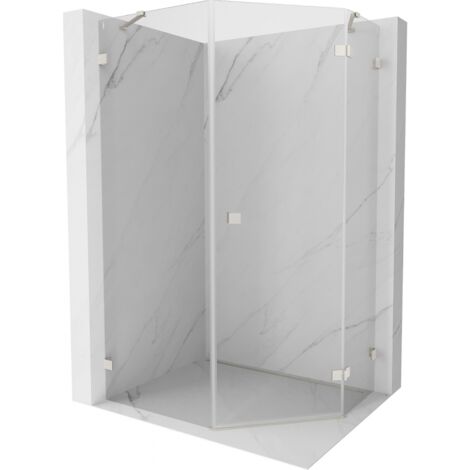 Mexen Lunar cabina de ducha pentagonal abatible derecha 90 x 100 cm, transparente, n铆quel cepillado - 831-090P-100L-97-00-P