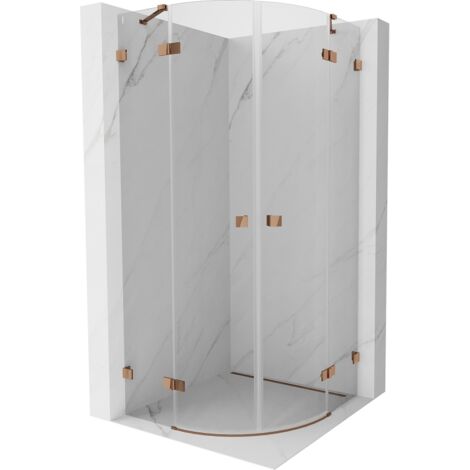Mexen Lunar cabina de ducha semicircular abatible 70 x 70 cm, transparente, oro rosa - 833-070L-070P-60-00