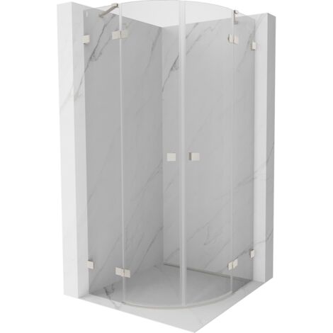 Mexen Lunar cabina de ducha semicircular abatible 80 x 80 cm, transparente, n铆quel cepillado - 833-080L-080P-97-00