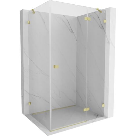 Mexen Lunar cabina doccia a battente destra 70 x 90 cm, trasparente, oro spazzolato - 834-070-090-55-00-P