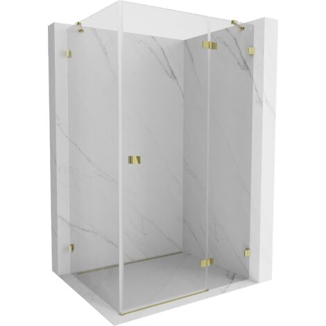 Mexen Lunar cabina doccia a battente destra 85 x 90 cm, trasparente, oro - 834-085-090-50-00-P