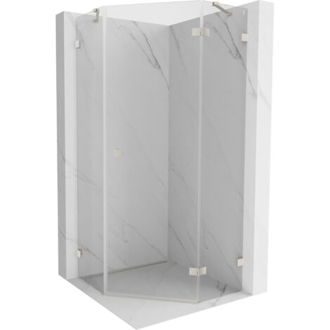 Mexen Lunar cabina doccia pentagonale a battente destra 100 x 100 cm, trasparente, nichel spazzolato - 831-100P-100L-97-00-P