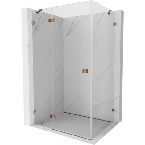 Mexen Lunar cabine de douche pivotante gauche 85 x 90 cm, transparent, or rose - 834-085-090-60-00-L