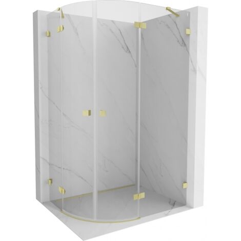 Mexen Lunar cabine de douche semi-circulaire pivotante droite 100 x 90 cm, transparente, or brossé - 833-100P-090L-55-00