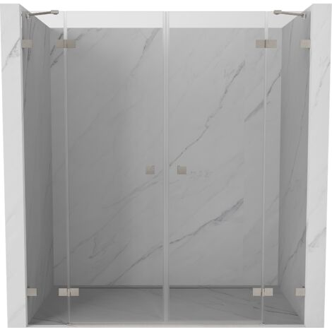 Mexen Lunar D煤o de puertas de ducha abatibles 170 cm, transparente, n铆quel cepillado - 834D-170-000-97-00