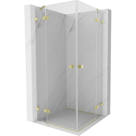 Mexen Lunar Duo cabine de douche pivotante 70 x 70 cm, transparent, doré brossé - 834-070L-070P-55-00