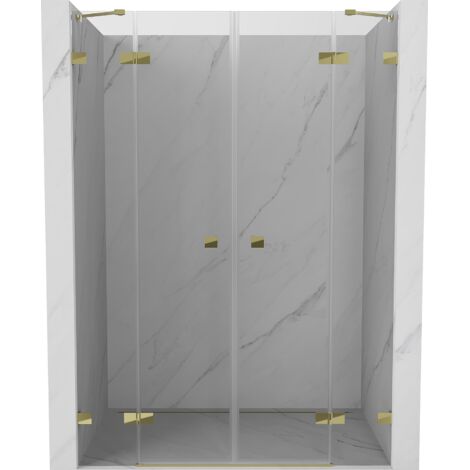 Mexen Lunar Duo porte de douche pivotantes 160 cm, transparentes, dorées - 834D-160-000-50-00
