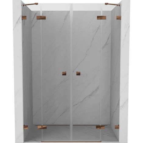 Mexen Lunar Duo portes de douche pivotantes 160 cm, transparent, or rose - 834D-160-000-60-00