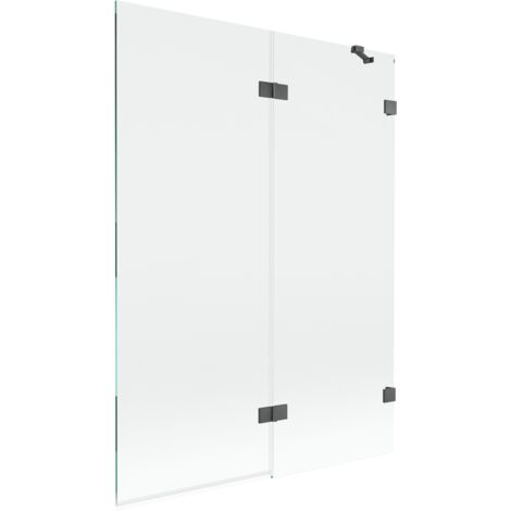 Mexen Lunar Duschabtrennung 2-flügelig rechts 130 x 150 cm, transparent, gebürstetes Gun Grau - 897-130-100-66-00-P