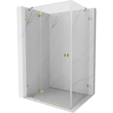 Mexen Lunar Duschkabine schwenkbar links 80 x 90 cm, transparent, gold - 834-080-090-50-00-L