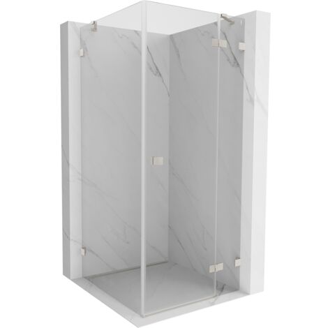 Mexen Lunar Duschkabine schwenkbar rechts 90 x 90 cm, transparent, gebürsteter Nickel - 834-090-090-97-00-P