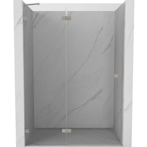 Mexen Lunar Duschkabinentür links 130 cm, transparent, gebürsteter Nickel - 834-130-000-97-00-L
