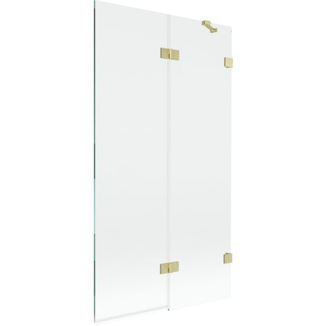 Mexen Lunar Duschwand 2-flügelig rechts 100 x 150 cm, transparent, gebürstet gold - 897-100-100-55-00-P