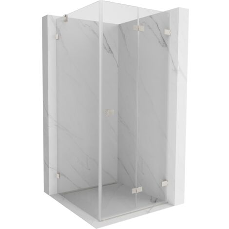 Mexen Lunar-F cabina de ducha plegable derecha 80 x 80 cm, transparente, n铆quel cepillado - 836-080-080-97-00-P