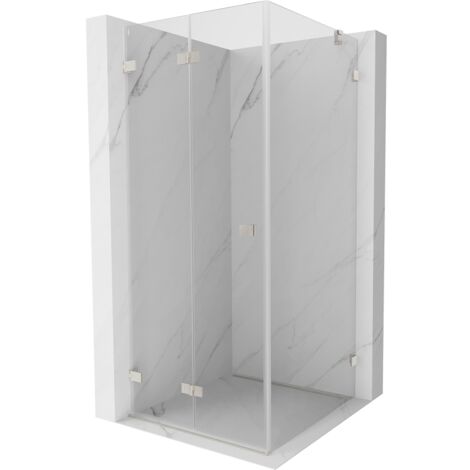 Mexen Lunar-F cabina de ducha plegable izquierda 100 x 80 cm, transparente, n铆quel cepillado - 836-100-080-97-00-L