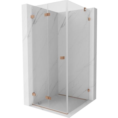 Mexen Lunar-F cabina de ducha plegable izquierda 80 x 80 cm, transparente, cobre cepillado- 836-080-080-65-00-L