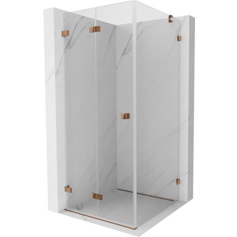 Mexen Lunar-F cabina de ducha plegable izquierda 90 x 90 cm, transparente, oro rosa- 836-090-090-60-00-L