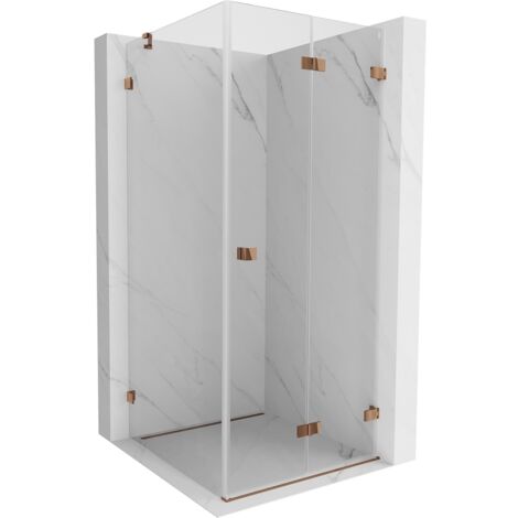 Mexen Lunar-F cabine de douche pliante droite 90 x 90 cm, transparent, or rose- 836-090-090-60-00-P