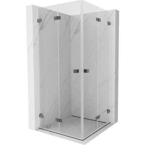 Mexen Lunar-F Duo cabina doccia pieghevole 70 x 70 cm, trasparente, grigio canna di fucile spazzolato - 836-070L-070P-66-00