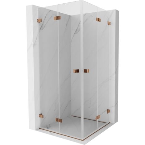 Mexen Lunar-F Duo cabina doccia pieghevole 80 x 80 cm, trasparente, oro rosa - 836-080L-080P-60-00