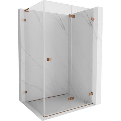 Mexen Lunar-F L cabina de ducha plegable derecha 95 x 90 cm, transparente, oro rosado - 836L-095-090-60-00-P