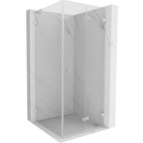 Mexen Lunar-F L cabina doccia pieghevole destra 90 x 90 cm, trasparente, nichel spazzolato - 836L-090-090-97-00-P