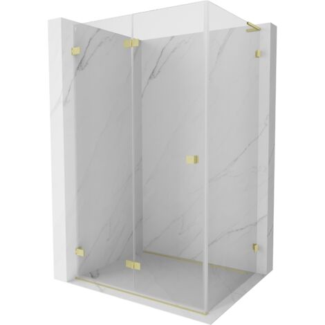 Mexen Lunar-F L cabina doccia pieghevole sinistra 90 x 80 cm, trasparente, oro spazzolato - 836L-090-080-55-00-L