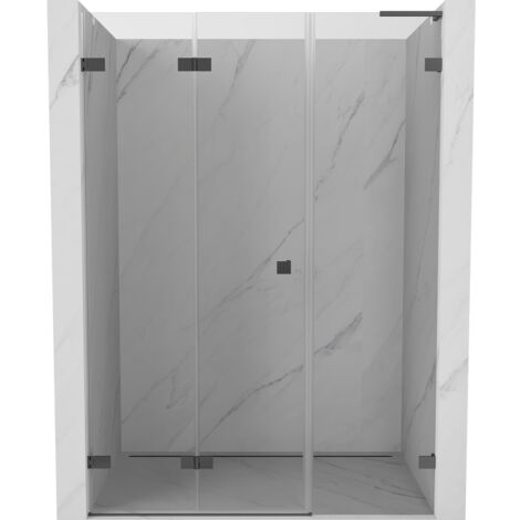 Mexen Lunar-F L faltbare Duschabtrennung links 140 cm, transparent, Gun Metal - 836SL-140-050-95-00-L