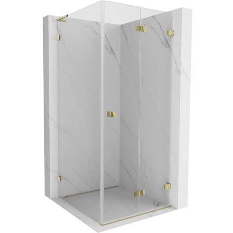 Mexen Lunar-F L Klapp-Duschkabine rechts 100 x 100 cm, transparent, gold - 836L-100-100-50-00-P