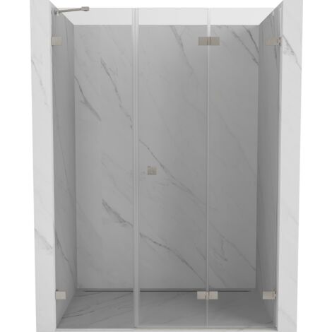 Mexen Lunar-F puerta de ducha plegable derecha 145 cm, transparente, n铆quel cepillado - 836S-145-050-97-00-P