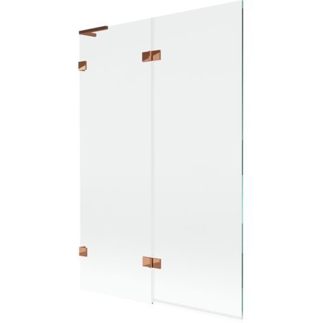 Mexen Lunar L Badewannen-Faltwand 2-teilig links 120 x 150 cm, transparent, Roségold - 897L-120-100-60-00-L
