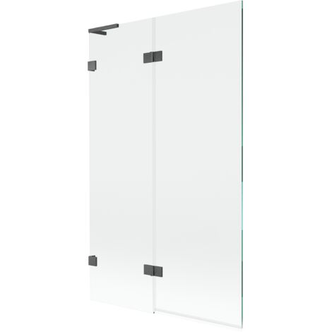 Mexen Lunar L Badewannenabtrennung 2-flügelig links 110 x 150 cm, transparent, gebürstetes Gun Gray - 897L-110-100-66-00-L