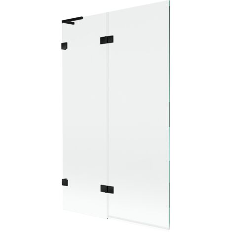 Mexen Lunar L Badewannenabtrennung 2-flügelig links 110 x 150 cm, transparent, schwarz - 897L-110-100-70-00-L