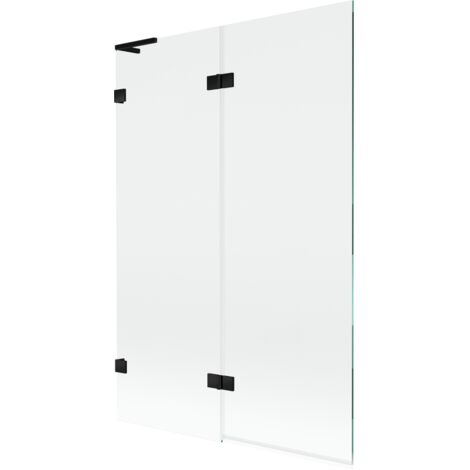 Mexen Lunar L Badewannenabtrennung 2-flügelig links 120 x 150 cm, transparent, schwarz - 897L-120-100-70-00-L