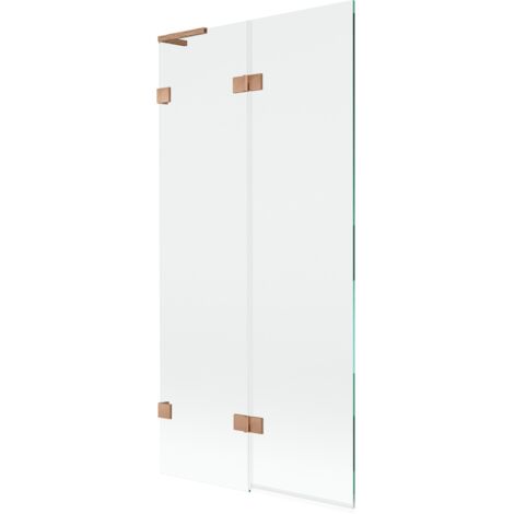 Mexen Lunar L Badewannenabtrennung 2-flügelig links 90 x 150 cm, transparent, gebürstetes Kupfer - 897L-090-100-65-00-L