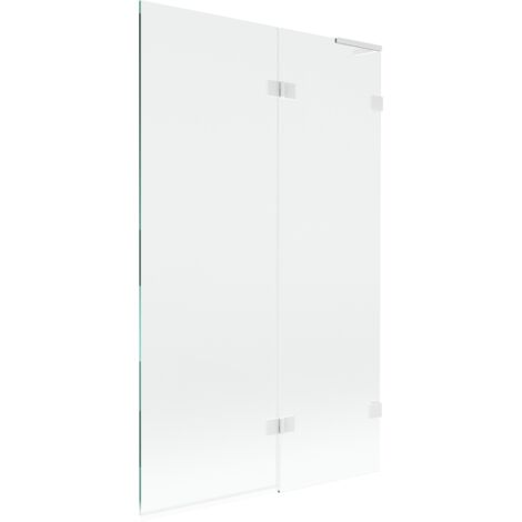 Mexen Lunar L Badewannenabtrennung 2-flügelig rechts 110 x 150 cm, transparent, weiß - 897L-110-100-20-00-P
