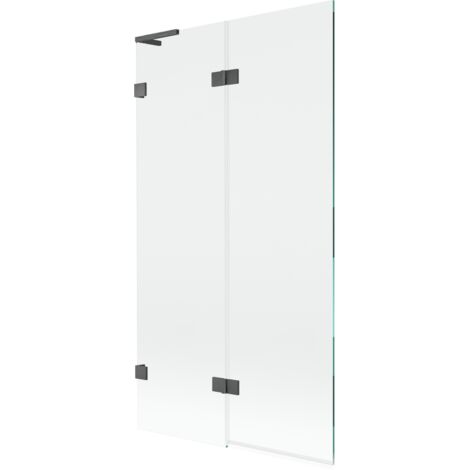 Mexen Lunar L Badewannenfaltwand 2-flügelig links 100 x 150 cm, transparent, gebürstet gun gray - 897L-100-100-66-00-L